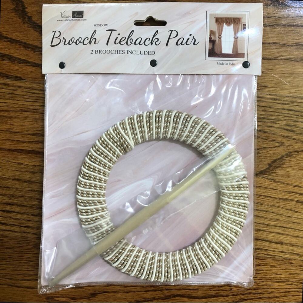 Vatican Homes Brooch Style Curtain Tie Backs Set of Two NWT